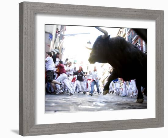 Running of the Bulls, San Fermin Festival, Pamplona, Navarra, Spain, Europe-Marco Cristofori-Framed Photographic Print