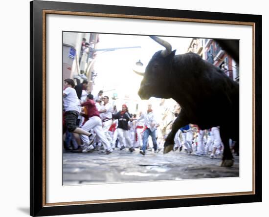 Running of the Bulls, San Fermin Festival, Pamplona, Navarra, Spain, Europe-Marco Cristofori-Framed Photographic Print