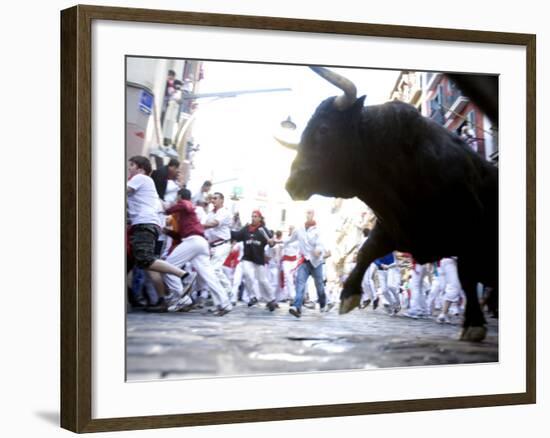 Running of the Bulls, San Fermin Festival, Pamplona, Navarra, Spain, Europe-Marco Cristofori-Framed Photographic Print