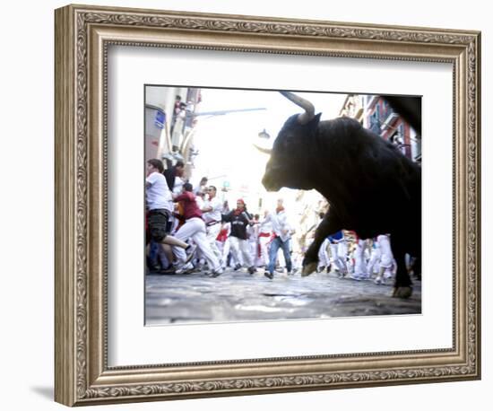 Running of the Bulls, San Fermin Festival, Pamplona, Navarra, Spain, Europe-Marco Cristofori-Framed Photographic Print