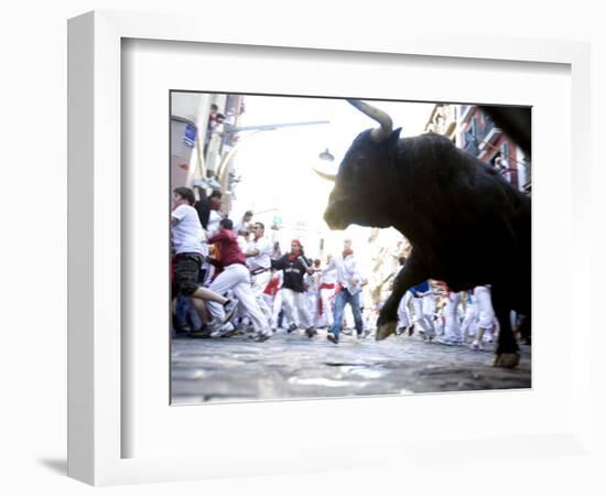 Running of the Bulls, San Fermin Festival, Pamplona, Navarra, Spain, Europe-Marco Cristofori-Framed Photographic Print