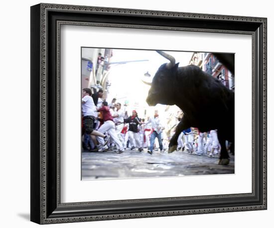 Running of the Bulls, San Fermin Festival, Pamplona, Navarra, Spain, Europe-Marco Cristofori-Framed Photographic Print