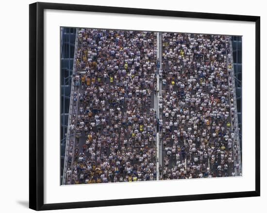 Running on the Verranzano Bridge Competing in the 1994 NYC Marathon-null-Framed Photographic Print