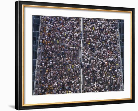 Running on the Verranzano Bridge Competing in the 1994 NYC Marathon-null-Framed Photographic Print