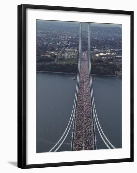 Running on the Verranzano Bridge Competing in the 1994 NYC Marathon-null-Framed Photographic Print