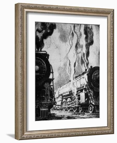 Running the Trains-Otto Kuhler-Framed Giclee Print