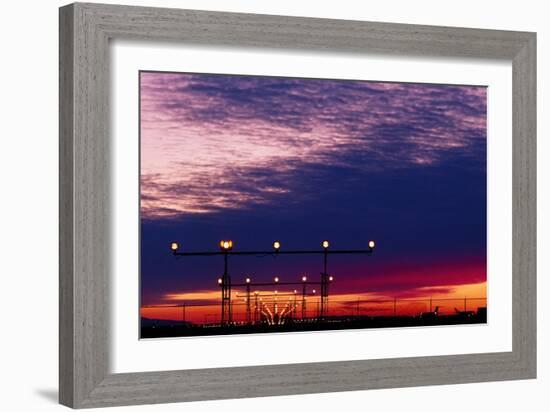 Runway Lights At Vancouver Airport-David Nunuk-Framed Photographic Print