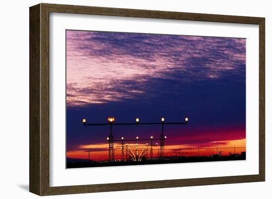 Runway Lights At Vancouver Airport-David Nunuk-Framed Photographic Print