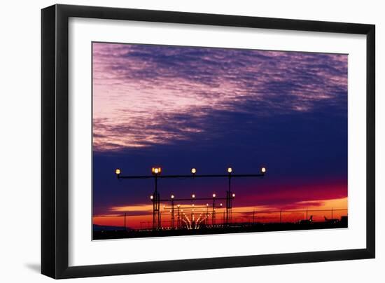 Runway Lights At Vancouver Airport-David Nunuk-Framed Photographic Print