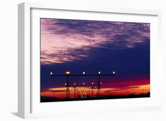 Runway Lights At Vancouver Airport-David Nunuk-Framed Photographic Print