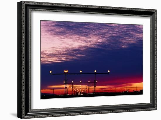 Runway Lights At Vancouver Airport-David Nunuk-Framed Photographic Print