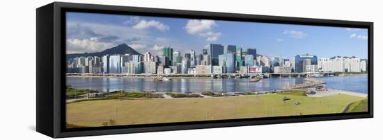 Runway Park on Old Kai Tak Airport and Skyscrapers of Kwun Tong, Kai Tak, Kowloon, Hong Kong-Ian Trower-Framed Premier Image Canvas