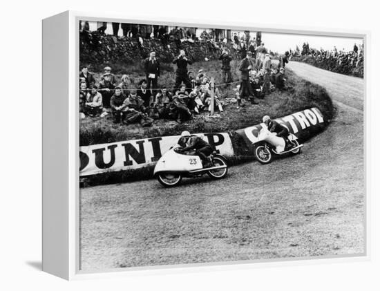 Rupert Hollaus on Bike Number 23, Carlo Ubbiali on Bike Number 7, 1954-null-Framed Premier Image Canvas