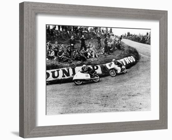 Rupert Hollaus on Bike Number 23, Carlo Ubbiali on Bike Number 7, 1954-null-Framed Photographic Print