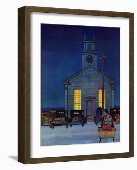 "Rural Church at Night," December 30, 1944-Mead Schaeffer-Framed Giclee Print