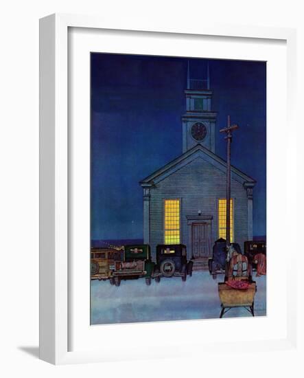 "Rural Church at Night," December 30, 1944-Mead Schaeffer-Framed Giclee Print