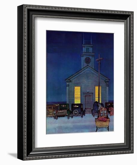 "Rural Church at Night," December 30, 1944-Mead Schaeffer-Framed Giclee Print