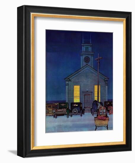 "Rural Church at Night," December 30, 1944-Mead Schaeffer-Framed Giclee Print