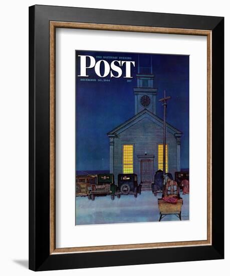 "Rural Church at Night," Saturday Evening Post Cover, December 30, 1944-Mead Schaeffer-Framed Giclee Print