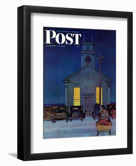 "Rural Church at Night," Saturday Evening Post Cover, December 30, 1944-Mead Schaeffer-Framed Giclee Print