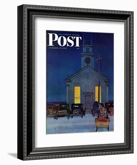 "Rural Church at Night," Saturday Evening Post Cover, December 30, 1944-Mead Schaeffer-Framed Giclee Print