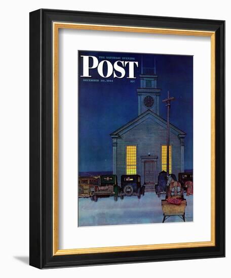 "Rural Church at Night," Saturday Evening Post Cover, December 30, 1944-Mead Schaeffer-Framed Giclee Print