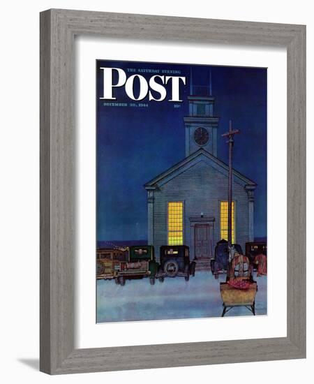 "Rural Church at Night," Saturday Evening Post Cover, December 30, 1944-Mead Schaeffer-Framed Giclee Print