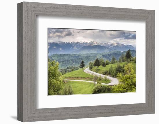 Rural Countryside and Carpathian Mountains Near Bran Castle at Pestera, Transylvania, Romania-Matthew Williams-Ellis-Framed Photographic Print