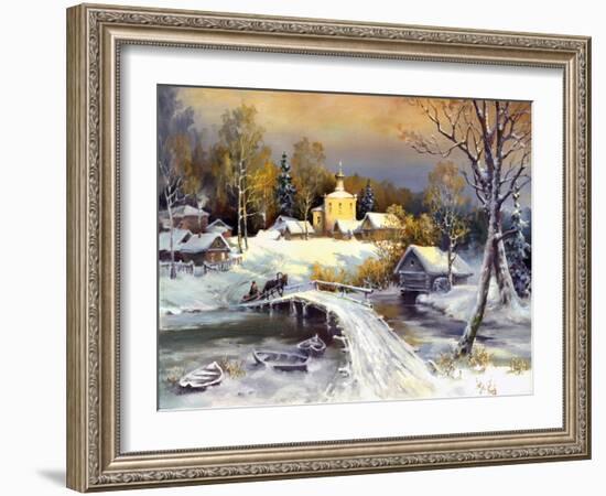 Rural Landscape, Oil On A Canvas-balaikin2009-Framed Art Print