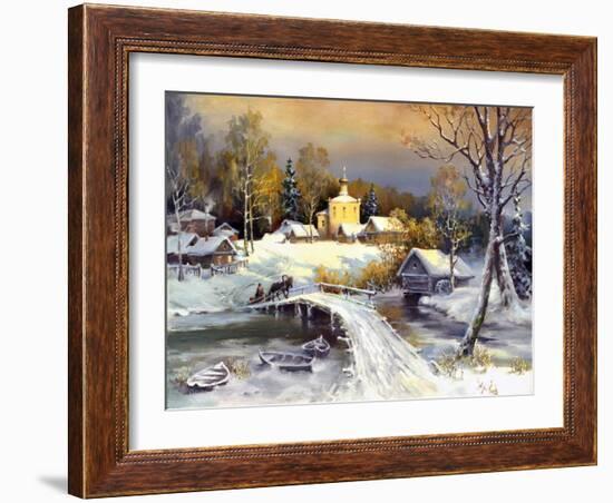 Rural Landscape, Oil On A Canvas-balaikin2009-Framed Art Print