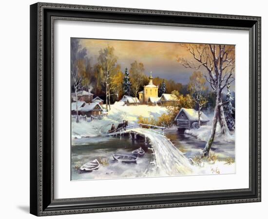 Rural Landscape, Oil On A Canvas-balaikin2009-Framed Art Print