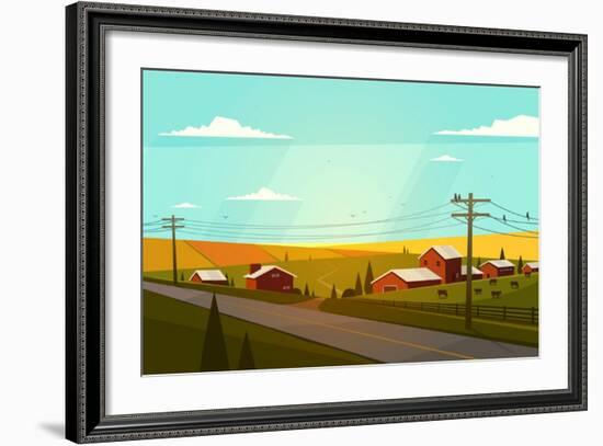 Rural Landscape. Vector Illustration.-Doremi-Framed Art Print