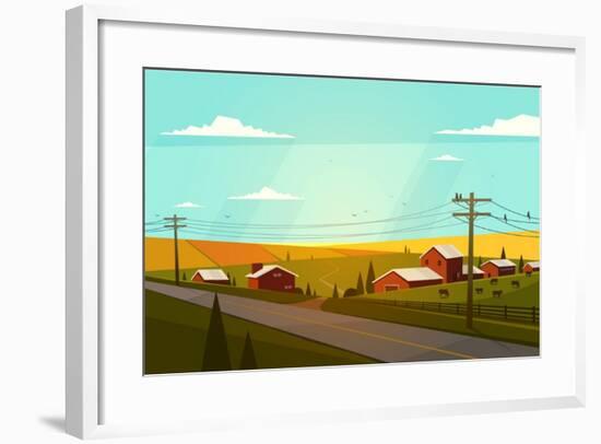 Rural Landscape. Vector Illustration.-Doremi-Framed Art Print