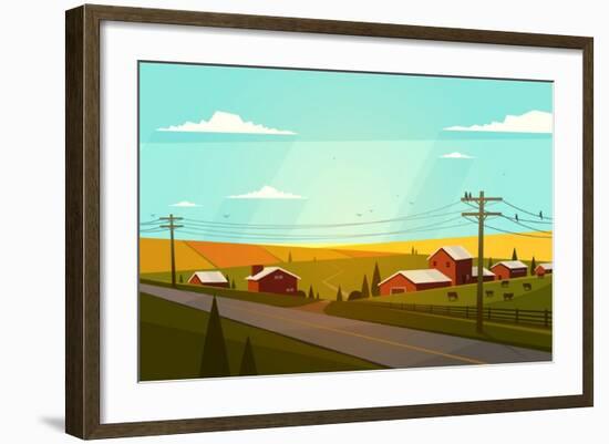 Rural Landscape. Vector Illustration.-Doremi-Framed Art Print