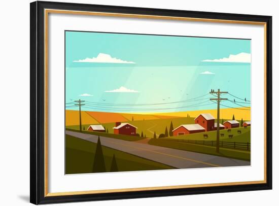 Rural Landscape. Vector Illustration.-Doremi-Framed Art Print