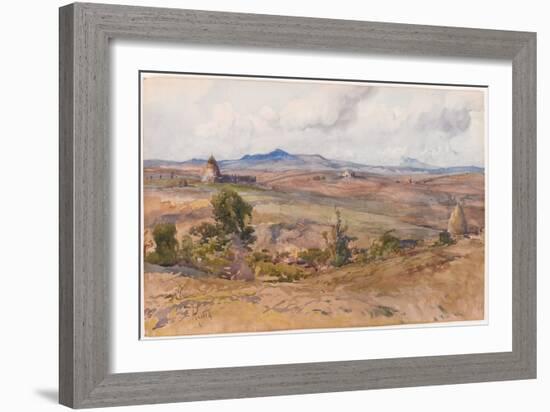 Rural Landscape (W/C on Paper)-Onorato Carlandi-Framed Giclee Print