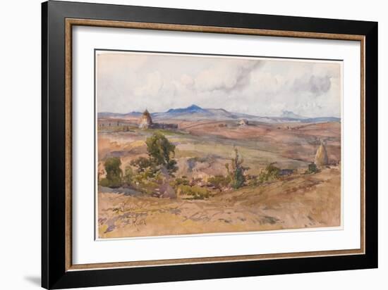 Rural Landscape (W/C on Paper)-Onorato Carlandi-Framed Giclee Print