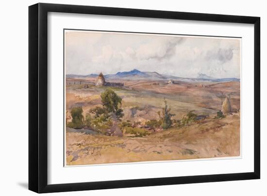 Rural Landscape (W/C on Paper)-Onorato Carlandi-Framed Giclee Print