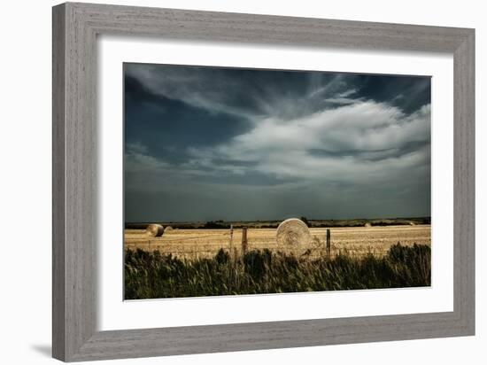 Rural Landscape with Dramatic Sky over Farmland-null-Framed Photographic Print