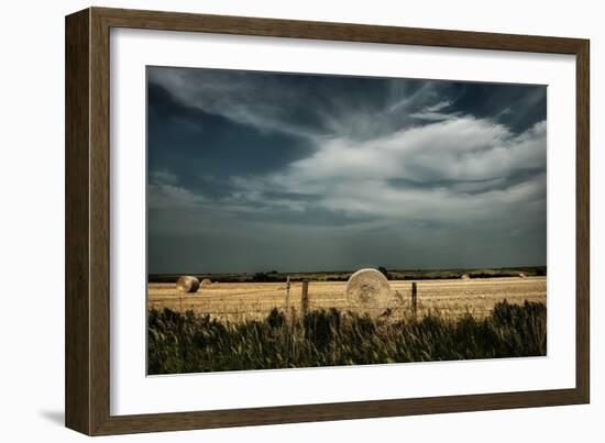 Rural Landscape with Dramatic Sky over Farmland-null-Framed Photographic Print