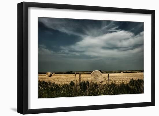 Rural Landscape with Dramatic Sky over Farmland-null-Framed Photographic Print