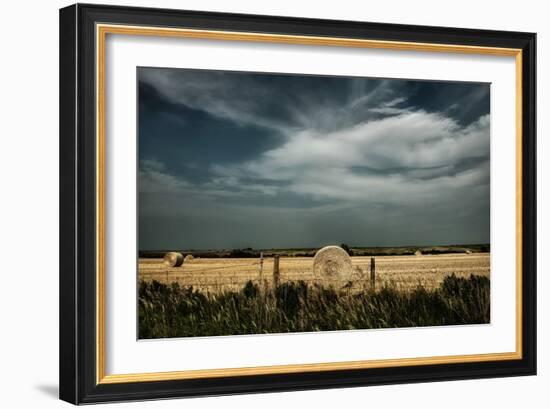 Rural Landscape with Dramatic Sky over Farmland-null-Framed Photographic Print