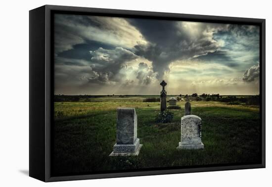 Rural Landscape with Dramatic Sky over Graveyard-null-Framed Premier Image Canvas