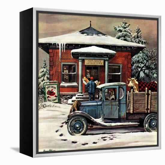"Rural Post Office at Christmas," December 13, 1947-Stevan Dohanos-Framed Premier Image Canvas