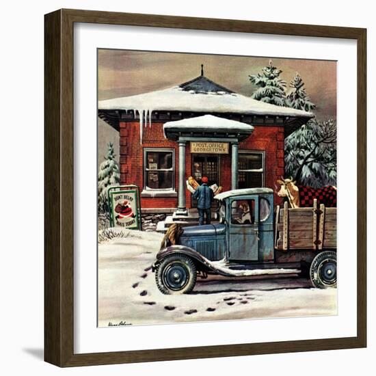 "Rural Post Office at Christmas," December 13, 1947-Stevan Dohanos-Framed Giclee Print