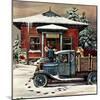 "Rural Post Office at Christmas," December 13, 1947-Stevan Dohanos-Mounted Giclee Print