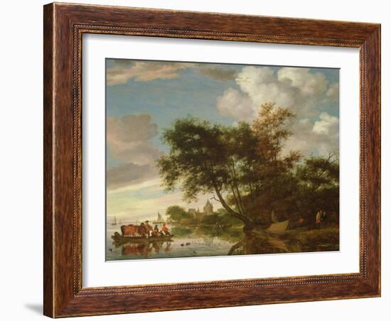 Rural River Landscape (Oil on Panel)-Salomon van Ruisdael or Ruysdael-Framed Giclee Print