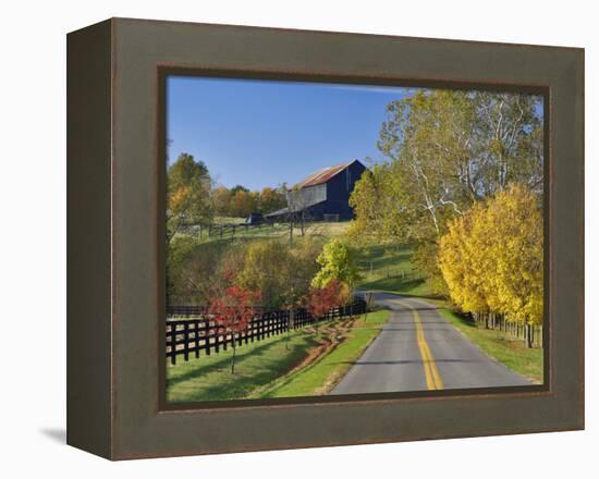 Rural Road Through Bluegrass in Autumn Near Lexington, Kentucky, USA-Adam Jones-Framed Premier Image Canvas