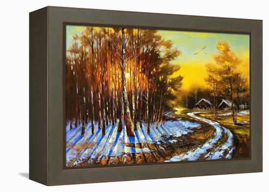 Rural Winter Landscape-balaikin2009-Framed Stretched Canvas