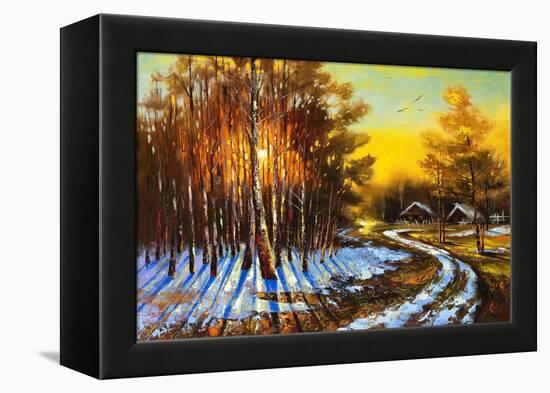 Rural Winter Landscape-balaikin2009-Framed Stretched Canvas